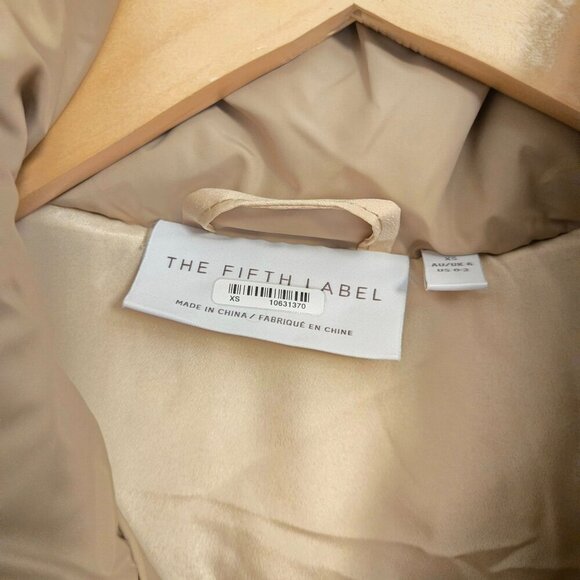 THE FIFTH LABEL Tan Cropped Puffer Jacket Women’s XS Beige Quilted Coat Zip Up - Picture 6 of 8